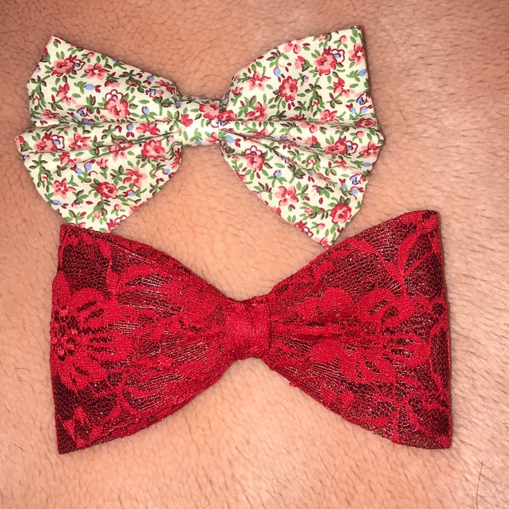 Cute Bows (One floral, one lace red)